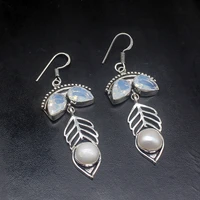 gemstonefactory big promotion 925 silver white opal biwa pearl women ladies jewelry gifts dangle drop earrings 20211993