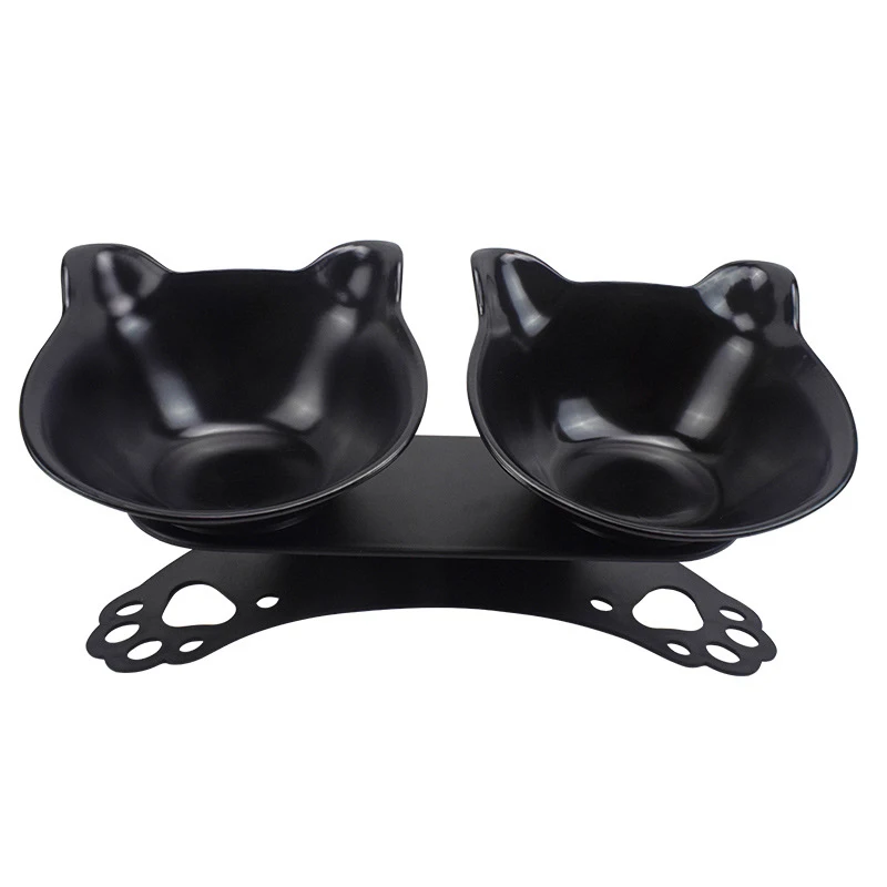 

Explosive Cat Double Bowl Cat Bowl Dog Bowl Transparent AS Material Non-slip Food Bowl With Protection Cervical Transparent Cat