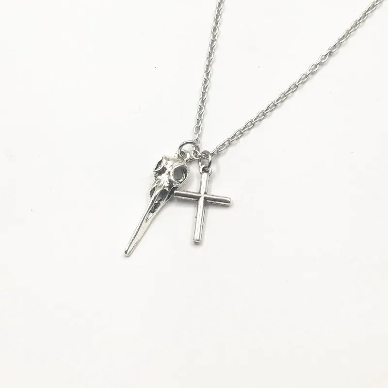 Подвеска в виде головы птиц с крестом и черепом ожерелье-цепочка Wicca языческие