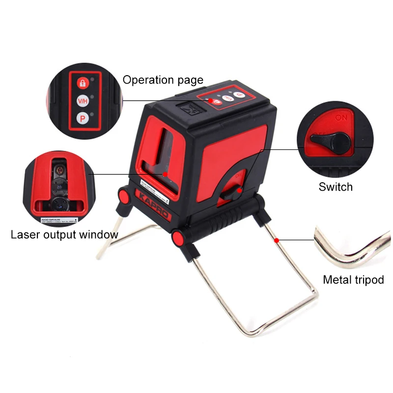 Лазерный уровень KAPRO 2 линии Красный/светильник свет точность 0 мм/м