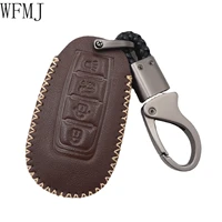 wfmj brown leather for 2020 2019 infiniti qx60 2020 2021 infiniti q50 q60 remote smart 4 buttons key fob cover case chain