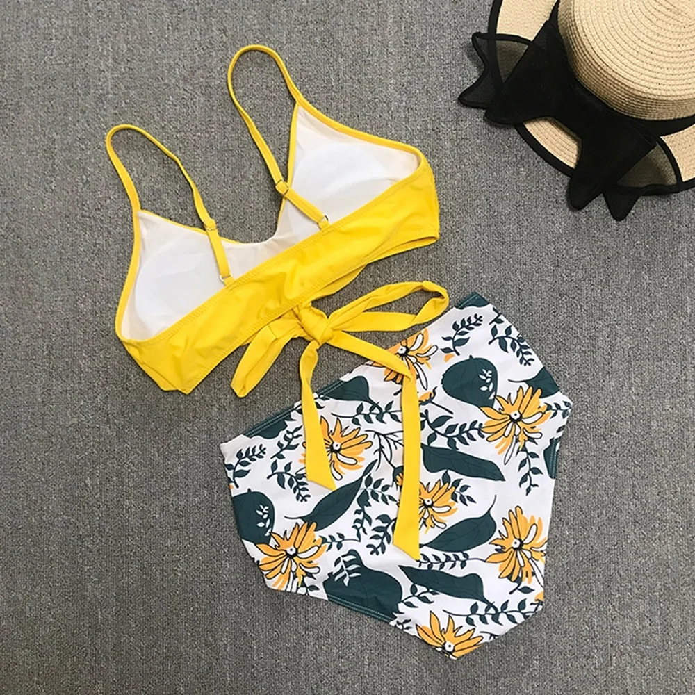

2021 New Sexy High Waist Bikini Cross Swimwear Women Push Up Swimsuit Female Plus Size Bikini Set Bather Bathing Suit Beachwear