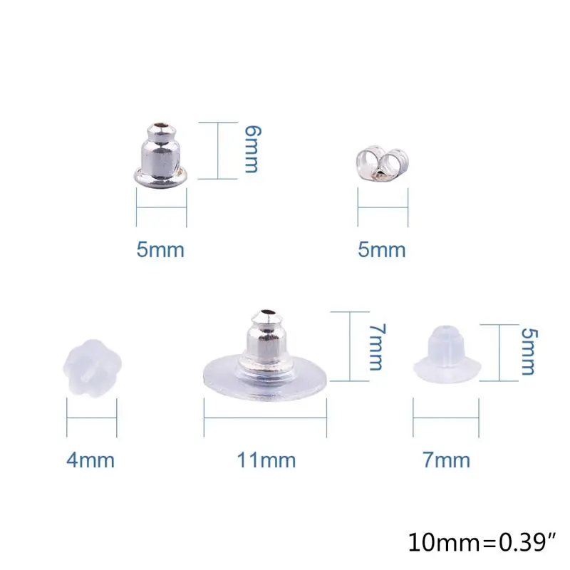 

260 Pcs Plastic Box Earring Safety Back Stoppers Stud Plugs Ear Post Set Mixed DIY Jewelry Making Accessory