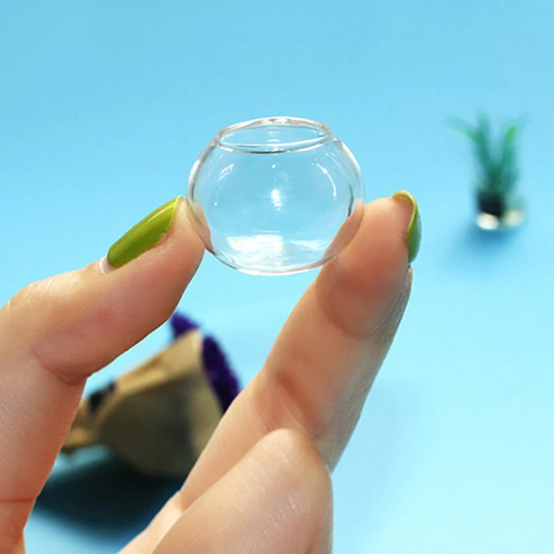

Mini Fish Tank Model for Dollhouse Miniature Mini Glass Round Transparent Fish Tank for Family Fish Tank Interior Decoration