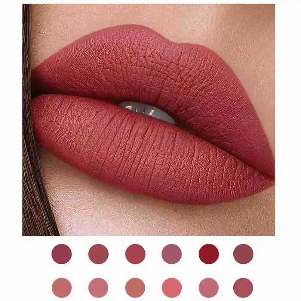 12 Colors Matte Rose Lipstick Long Lasting Waterproof Lipstick Nourish Moisturizing Lip Gloss Lip Glaze Lip Makeup images - 6