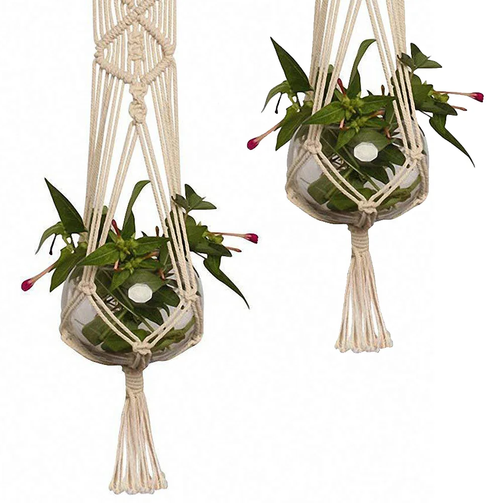 

2 шт. большой размер затрудняетесь в выборе правильного размера Завод Вешалка корзины ручной работы Веревка Держатель горшков тонкой пеньк...