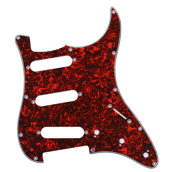 

Красная черепаховая оболочка Pickguard ПВХ 3 слоя 11 отверстий для гитары SSS аксессуары