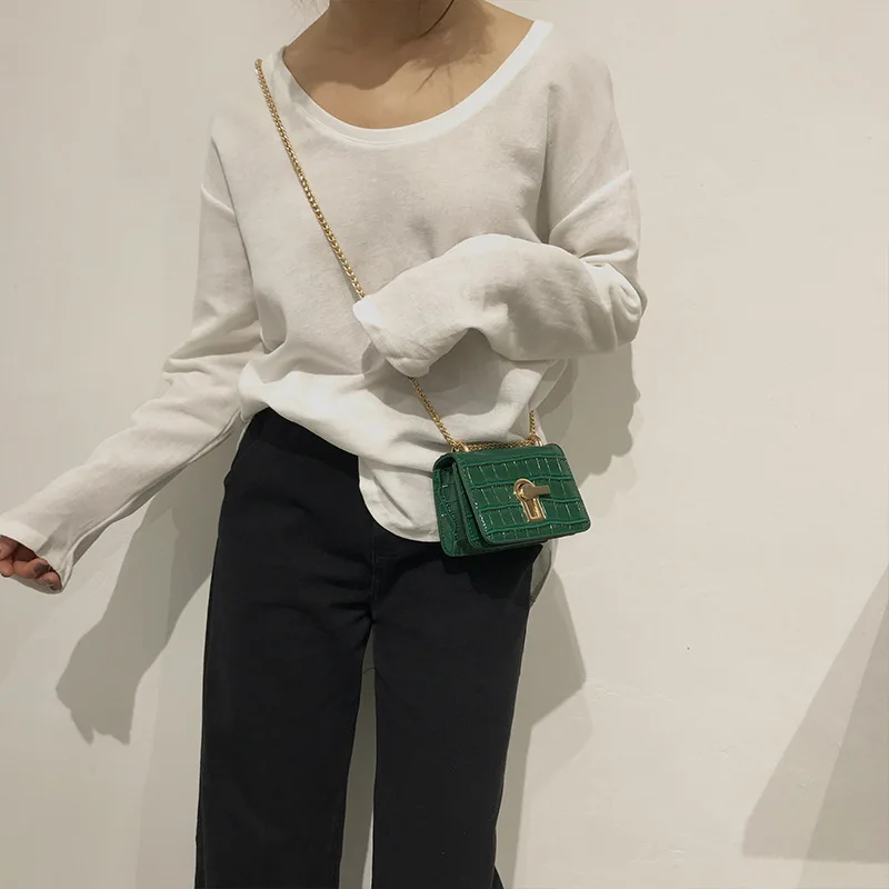 Винтажная модная мини-сумка под крокодилью кожу 2019 новая качественная кожаная