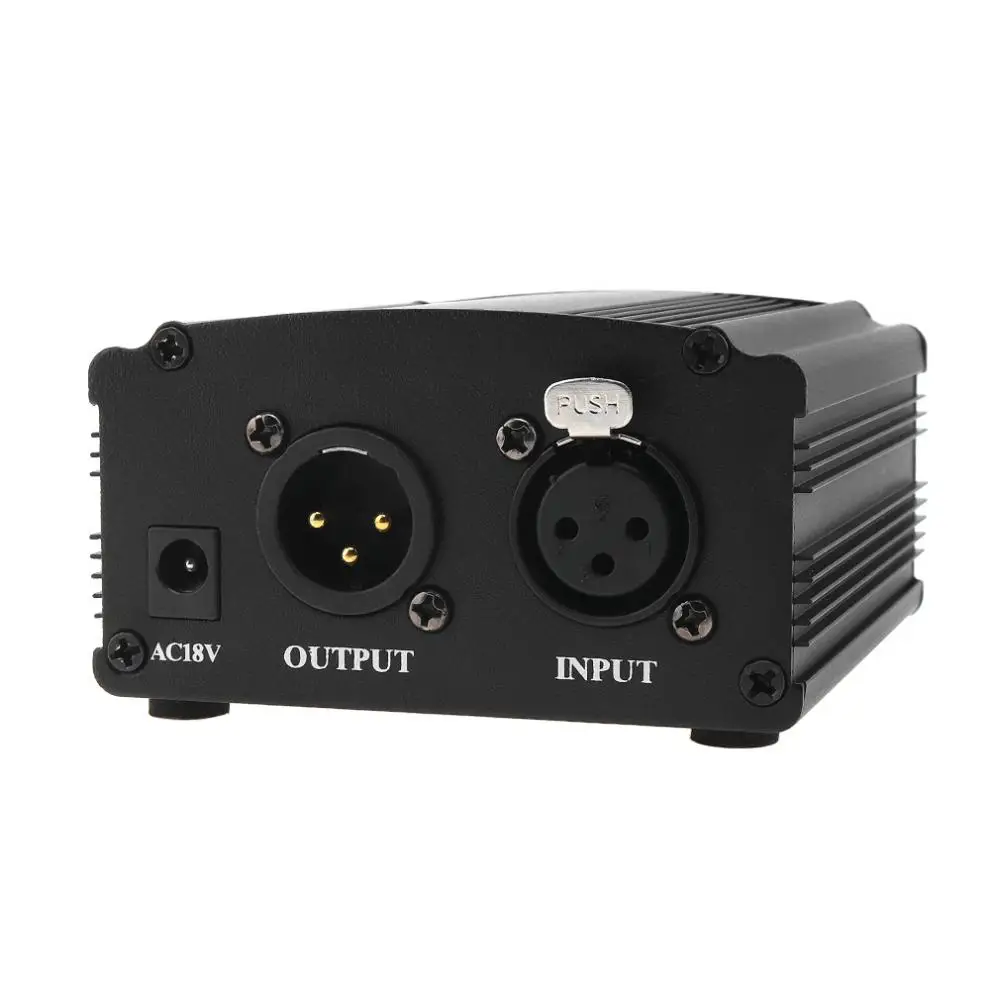 Источник фантомного питания 48 В 1-канальный с одним XLR аудиокабелем для