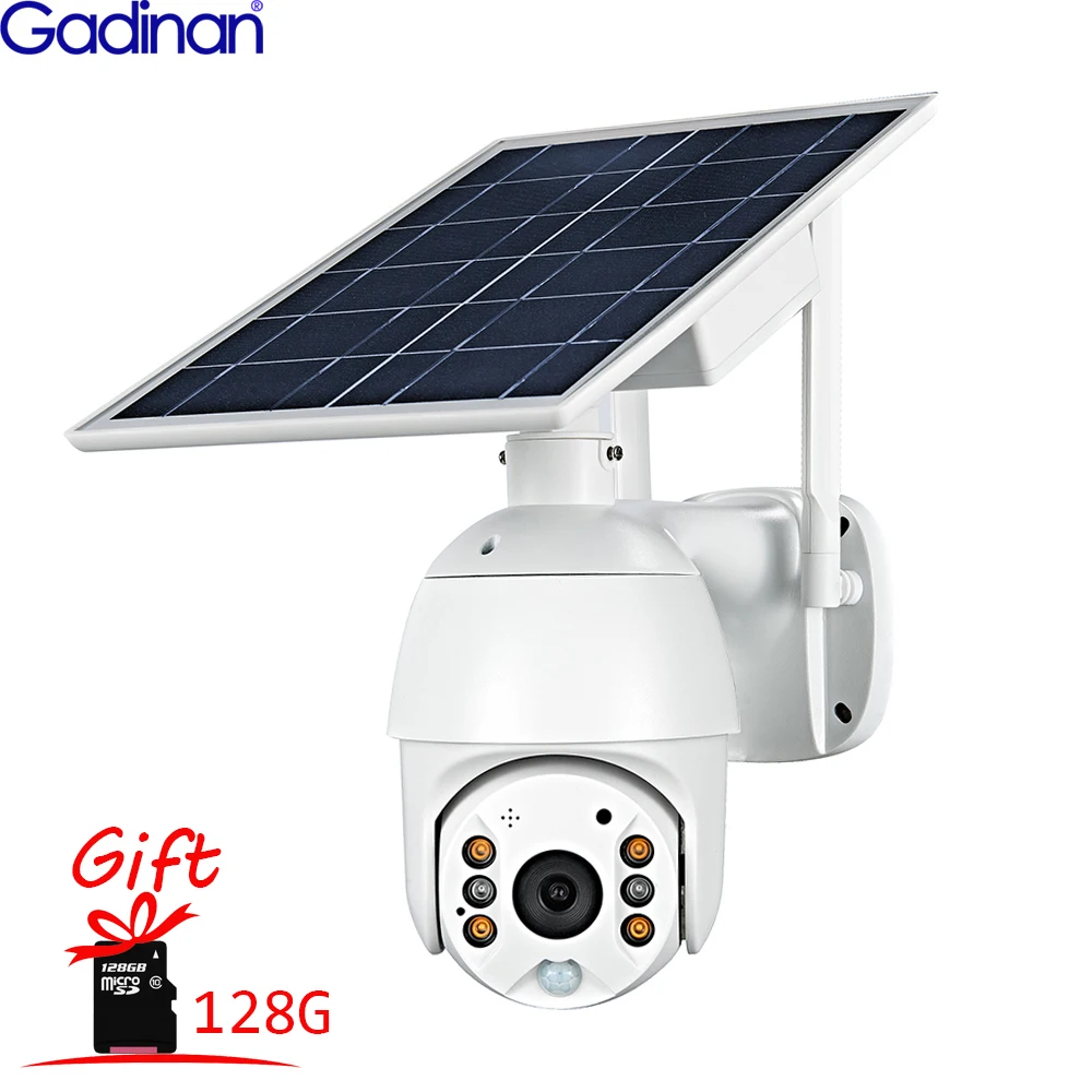 Камера видеонаблюдения Gadinan с солнечной панелью Wi-Fi 4G PTZ 1080P 128 ГБ | Безопасность и