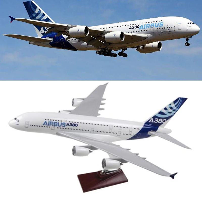 Литье под давлением 1/250 масштаб 35 см модели летательных аппаратов Airbus A380 из