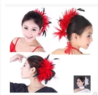 new wholesale women party wedding flower feather head hair clip barrette hat bride headband belly dance latin hairpin headdress