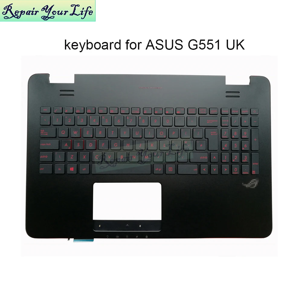 

UK GB backlight Keyboard palmrest for ASUS G551 GL551 G551JK G551JW G551VW JB ZU notebook pc Keyboards Top Case backlit 662CUK00