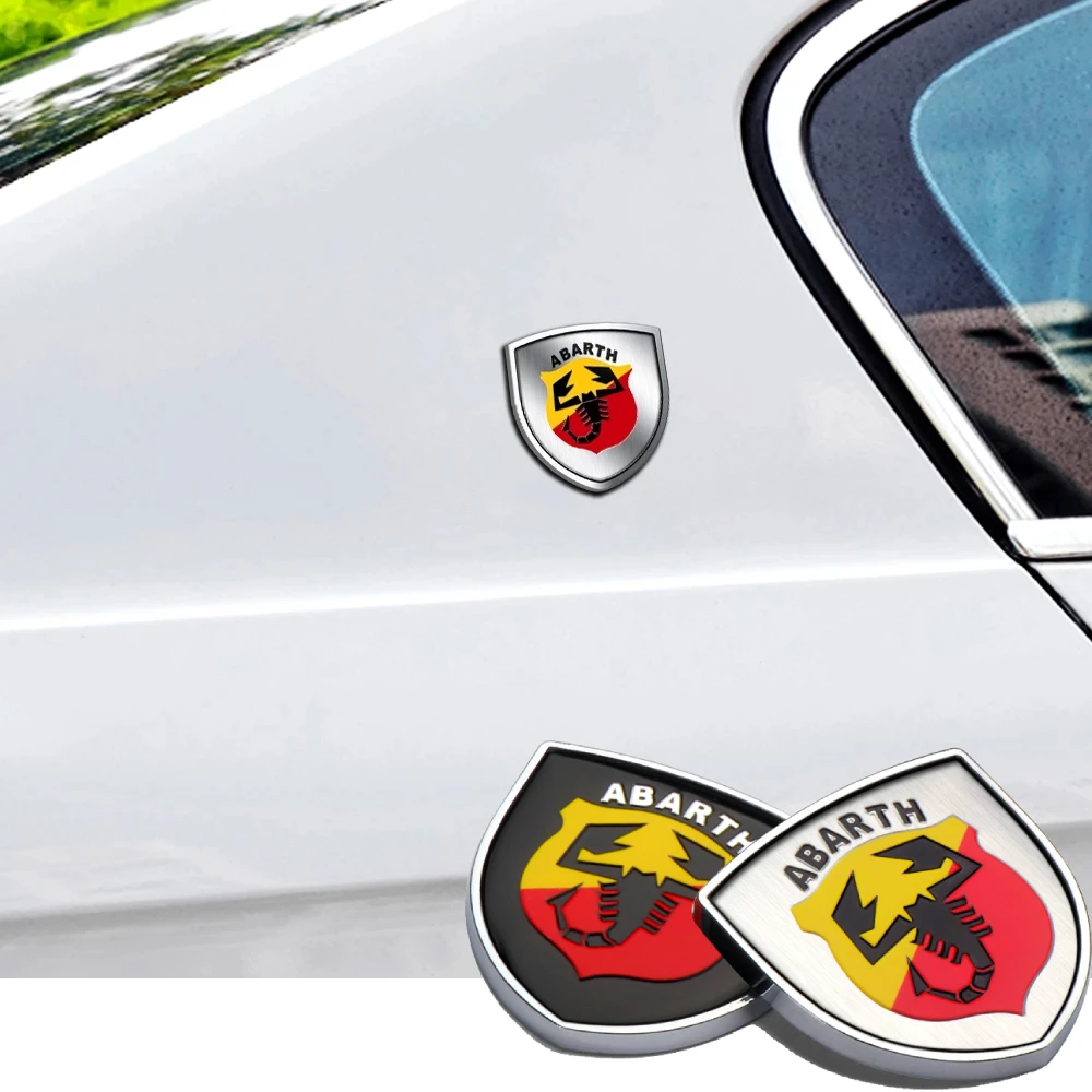 

Car Exterior Waterproof Emblem 3D Metal Sticker Shield Door Window Body Decal For FIAT 600 Abarth Scorpione Spider Punto 595