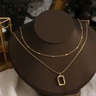 Женское винтажное многослойное ожерелье с подвеской KISS жене, тонкая цепочка под золото неправильной формы с полыми подвесками, трендовая бижутерия, 2021