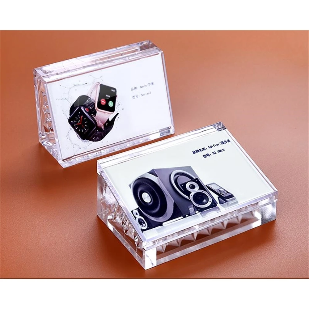 Price 90x54mm Slant Sign Holder Block Desktop Card Holder Slanted Wooden Photo Frame