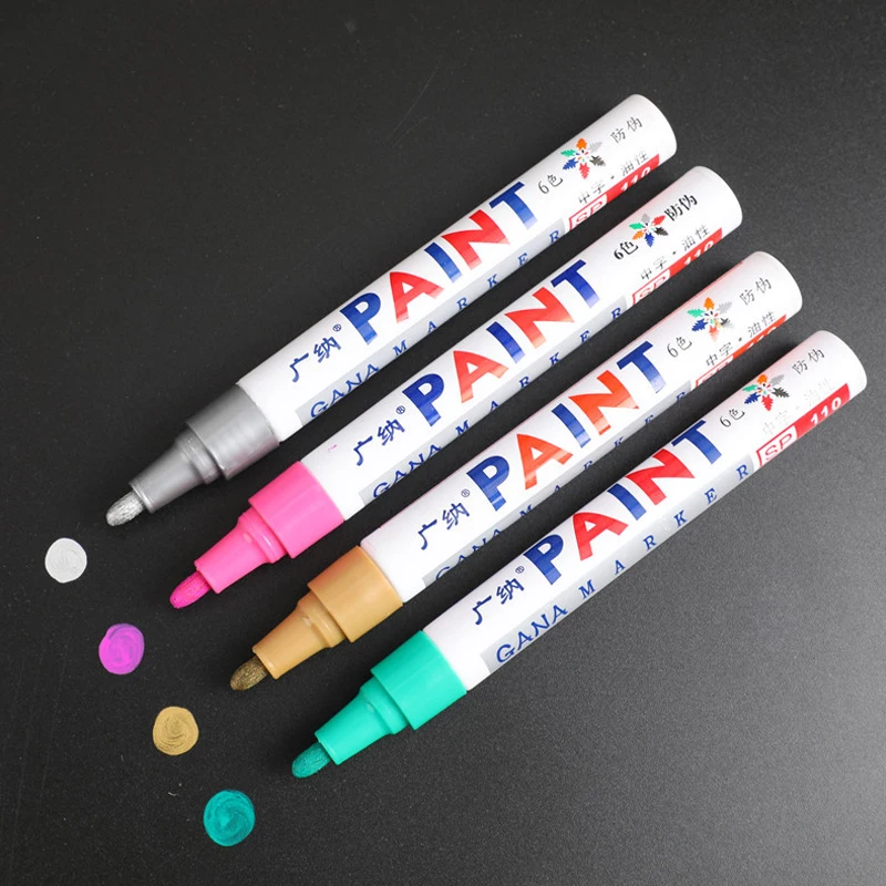 12 цветов Перманентный маркер ручка для краски водонепроницаемый металлический