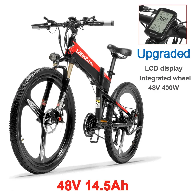 Red 48V 14.5Ah XT600 26 ''складной электровелосипед 21 Скорость горный велосипед 400W 12.8Ah сильный Мощность 5 уровней помощи педалированию Сенсор дольше выносливость - Цвет: Red 48V 14.5Ah