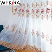 red peony embroidery sheer curtain for living room high end luxury white tulle floral embroidered window treatment rideaux ad776
