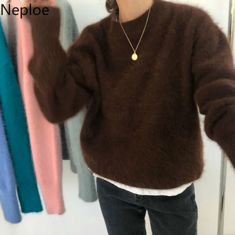 Шикарный Свободный пуловер Neploe с имитацией воды свитер Женская однотонная