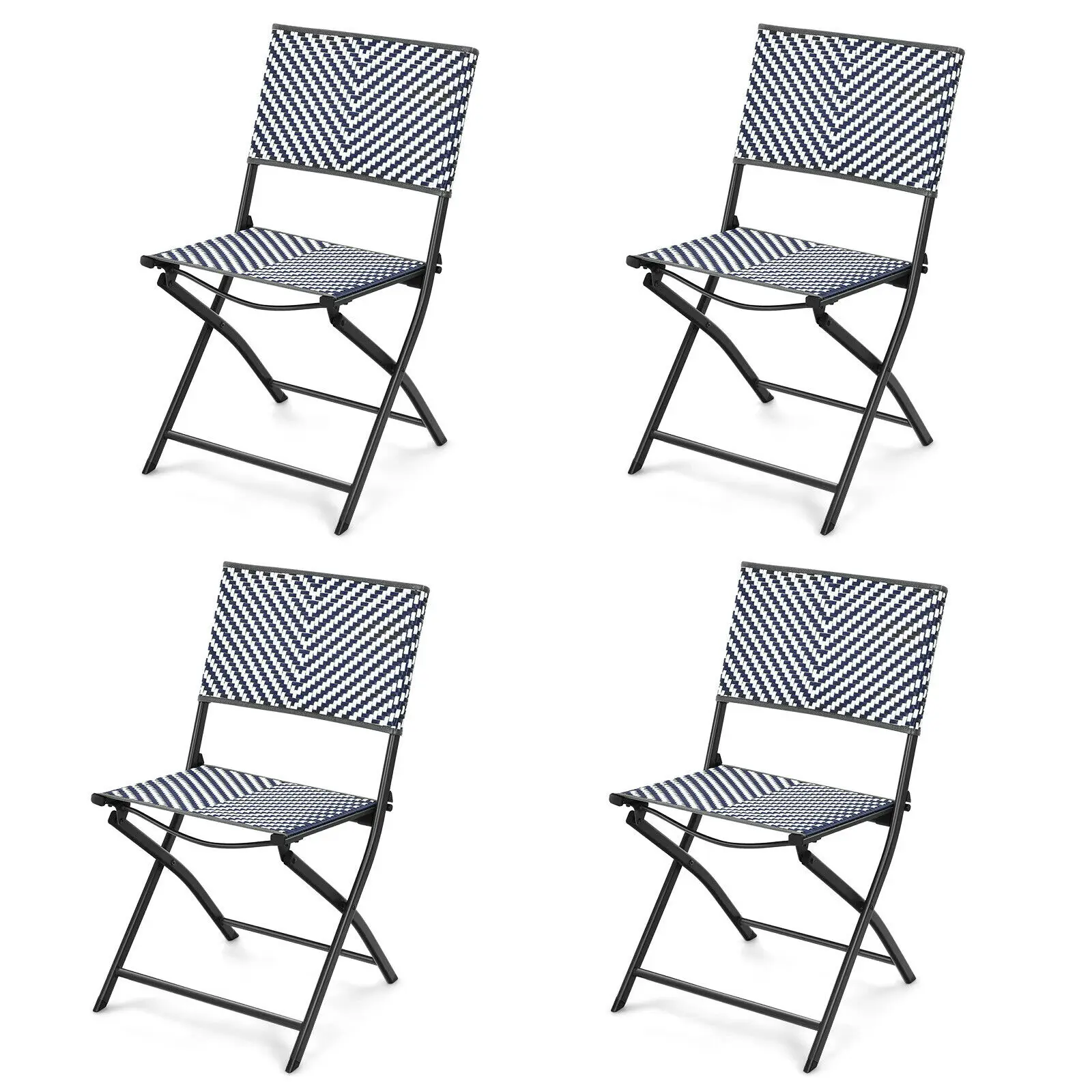

Patiojoy Set of 4 Patio Folding Rattan Dining Chairs Camping Portable Garden NP10071
