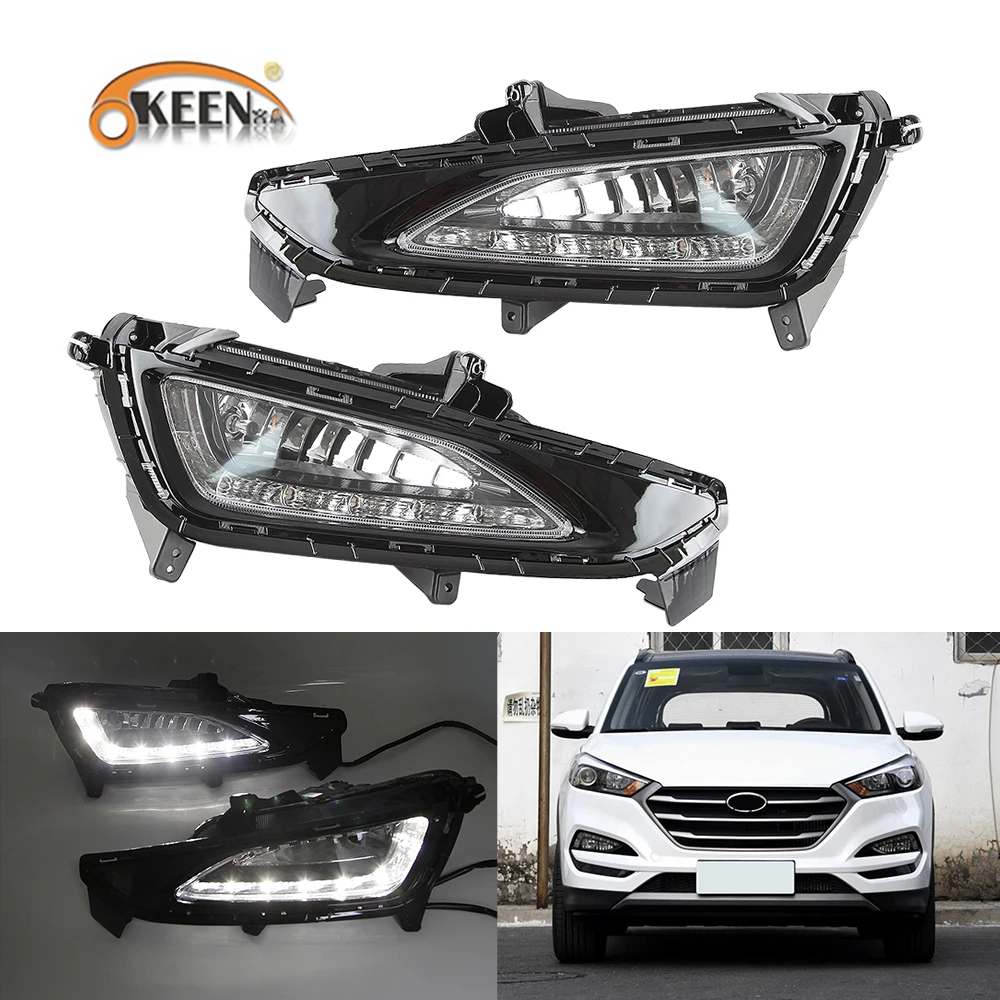 

2Pcs Led Dytime Running Light for For Hyundai Tucson 2016 2017 2018 DRL Fog Lamp Auto Car Accesories