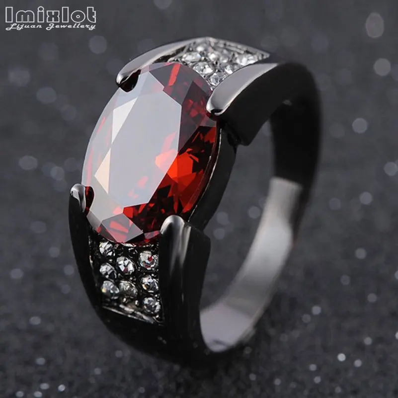 Imixlot красный драгоценный камень овальный кристалл кольцо Свадебные украшения