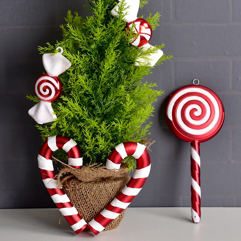 

4-6PCS Xmas Tree Combination Ornaments Lollipop Party Decor Hangers Christmas Tree Candy Cane Decoration Red/White Cane Sweet