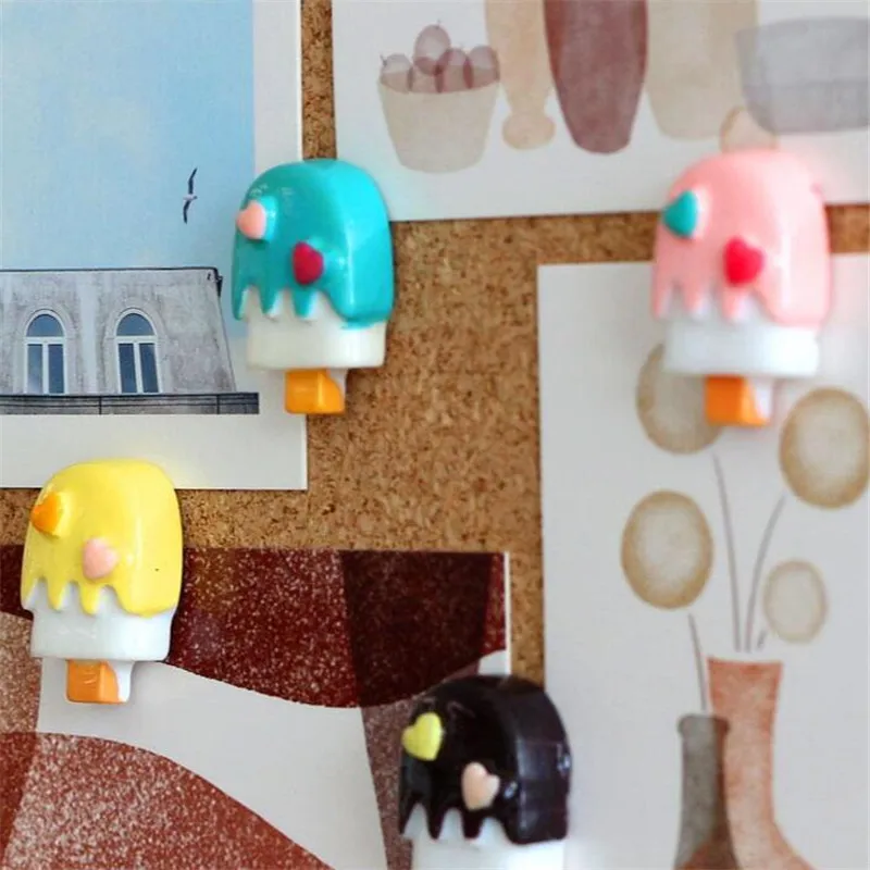 6 шт. милые kawaii thumbtacks нажимные булавки декоративные thumb tacks Пластиковые Симпатичные доски карты булавки мороженое PushPin офисные школьные принадлежности