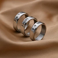 kpop rings for women and men engraved diamond stainless steel finger ring couple ring dropshipping