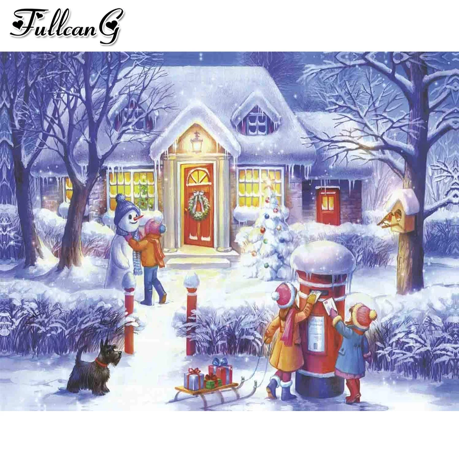 

DIY Full Diamond Painting Snow House 5D Mosaic Embroidery Child Letter Rhinestone Cross Stitch Pictures Home Decoration AA3136
