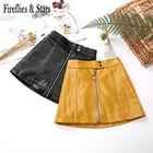 Юбка-трапеция из искусственной кожи для девочек 3-9 лет