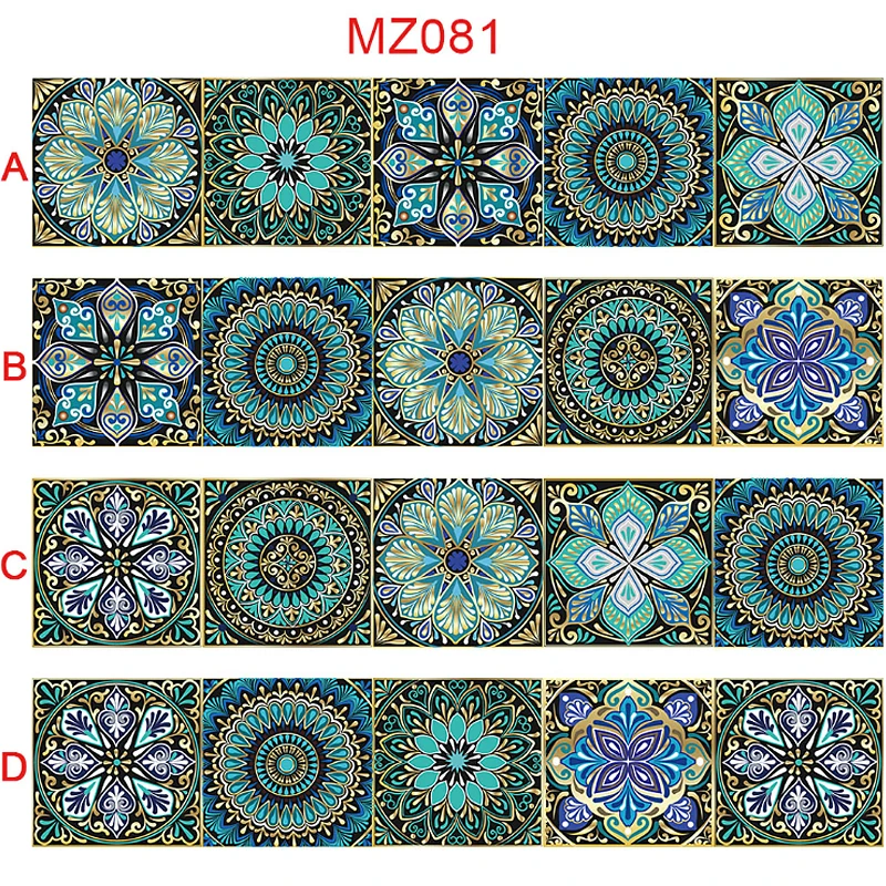 

10/15/20/30cm Retro Pattern Tile Floor Sticker PVC Bathroom Kitchen Waterproof Wall Stickers Home Decor TV Sofa Wall Art Mural