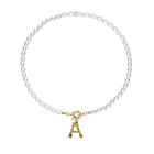 Ожерелье-чокер с имитацией жемчуга, A-Z буквы BigBamboo, золотого цвета, ожерелье с пряжкой
