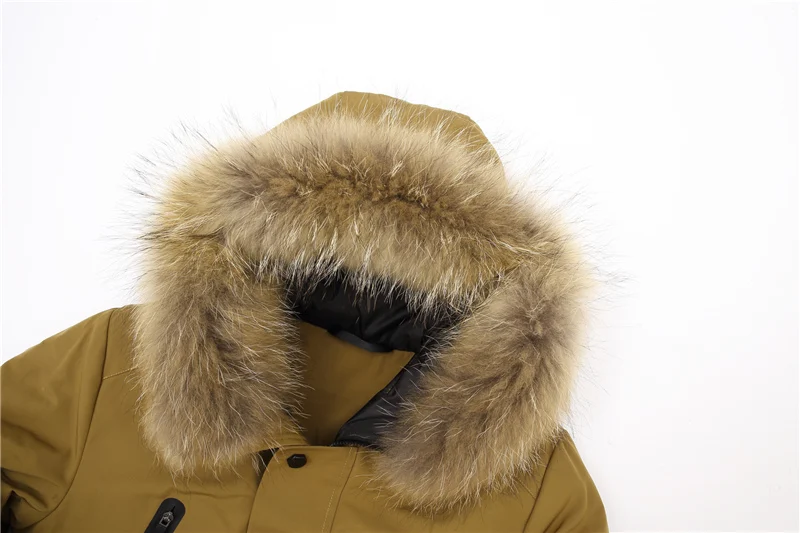 

Quality High Real Fur Collar Long Down Jacket Men Windproof White Duck Down Jacket Men Russia Winter Jacket Men -40 Degree