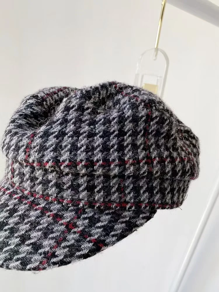 

Two Colors Women Cotton Newsboy Cap Houndstooth Caps