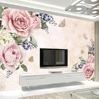3d wallpaper modern simple hand painted pink flowers murals living room tv sofa bedroom romantic home decor wall painting murals