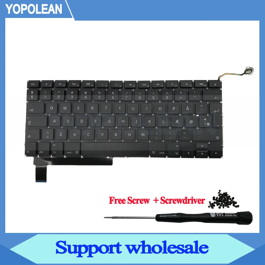 Новая Дания Датская клавиатура для Macbook Pro Unibody 15 дюймов A1286 2009 2010 2011 2012