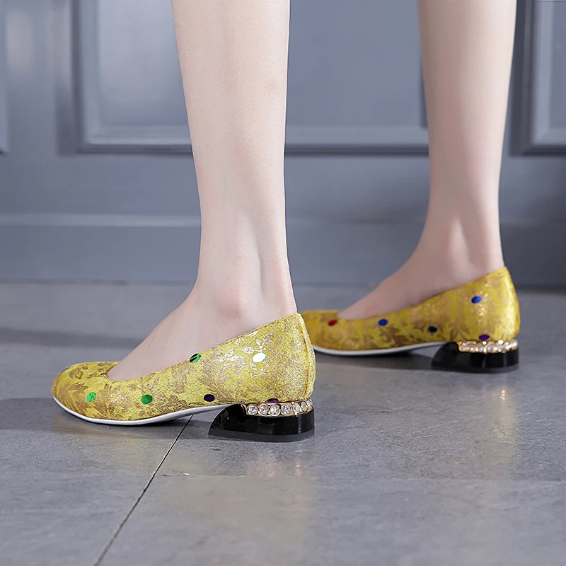 Original Intention New Elegant Women Sequins Yellow Flats Pointed Toe Fashion Gorgeous Party Dress Shoes Female Sexy | Обувь