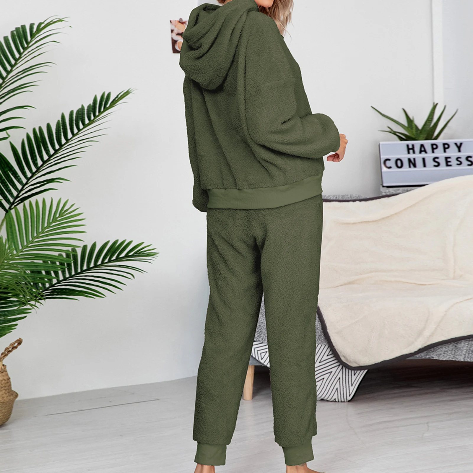 

Autumn Winter Women Long Sleeve Sweatshirt Hoodie Pants Warm Outfit Homewear Set