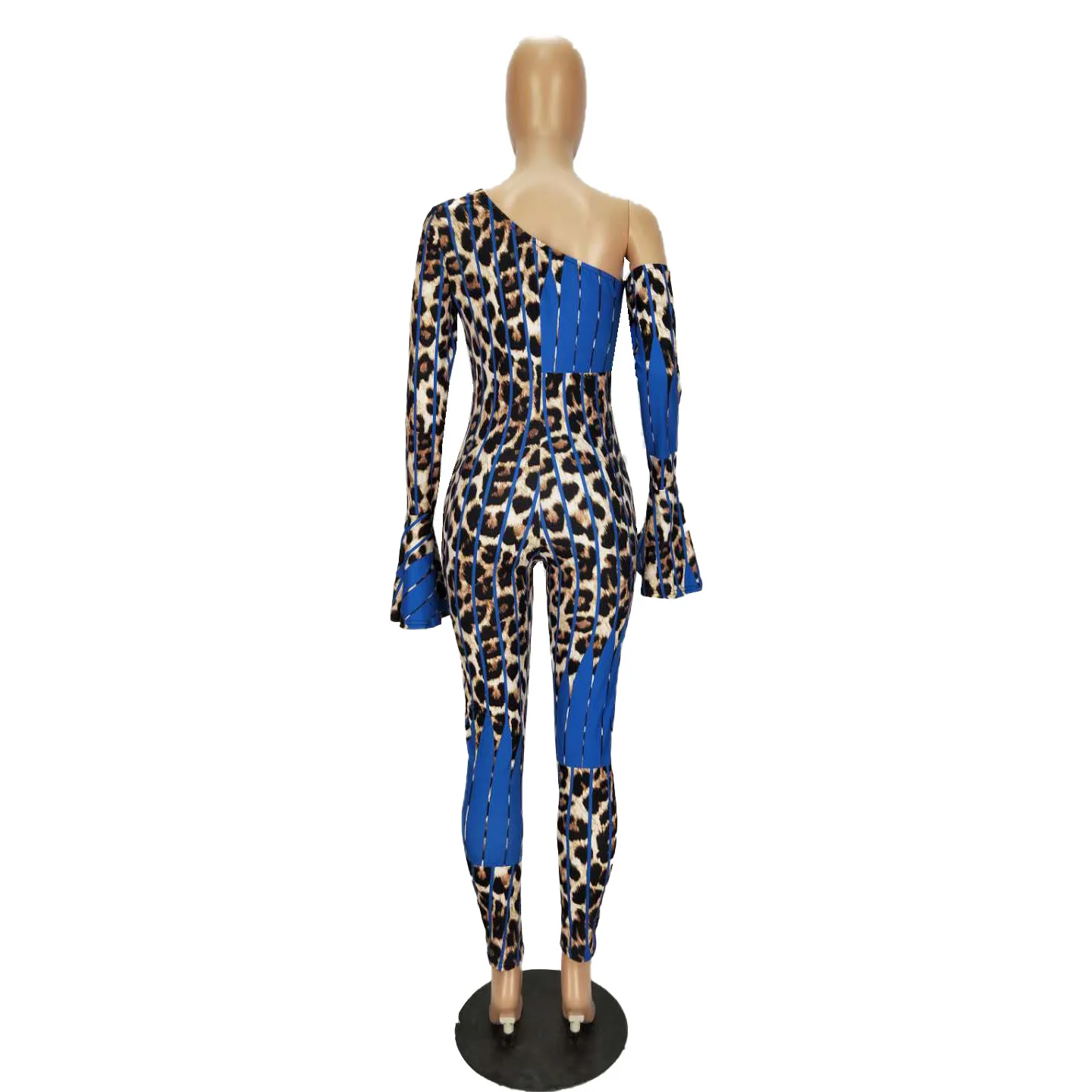 

New Style Hot Selling Fashion Casual Jumpsuits Leopard Print Patchwork Slim Loose Long Sleeve Female One Piece Romper