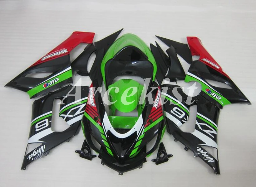 

Новый ABS мотоцикл обтекатели комплект подходит для kawasaki Ninja ZX6R 636 2005 2006 05 06 6R ZX-6R бодикон набор на заказ Зеленый Красный