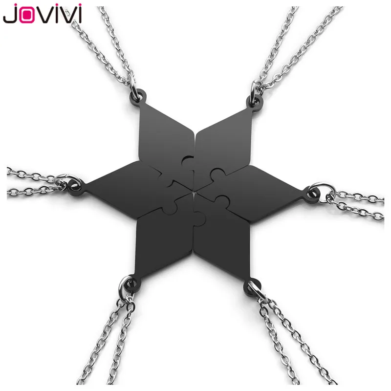6pcs Black Jovivi из нержавеющей стали 5/6 шт Лучшие Друзья Ожерелье s Дружба Очарование части головоломки Кулон ожерелье ювелирные изделия подарок на день рождения - Окраска металла: 6pcs Black