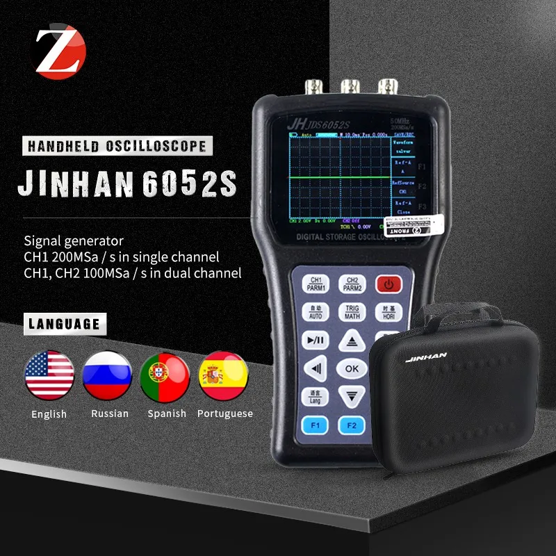 

JDS6052S 2-channel Handheld Digital Oscilloscope Signal Generator 50MHZ 200MSa/s AC/DC Input Coupling Students Oscilloscope