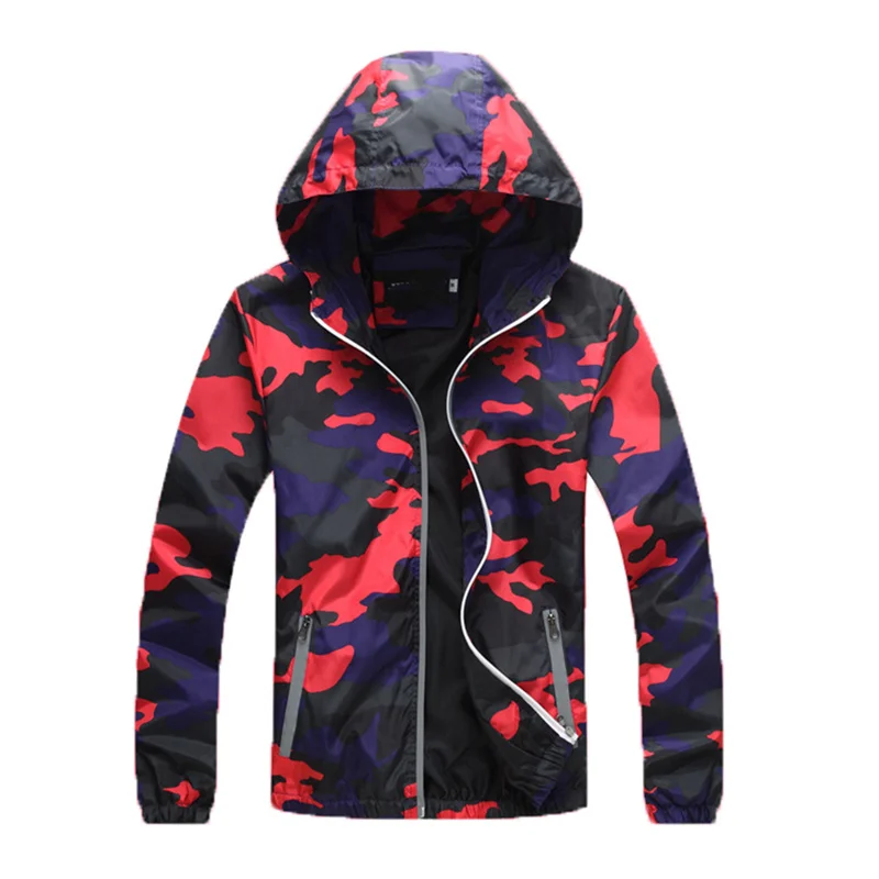 

Summer Sun Protection Jacket Women Men Red Green Blue Top 2021 New Plus Size Loose Couples Outdoor Camouflage Hooded Coat GH170