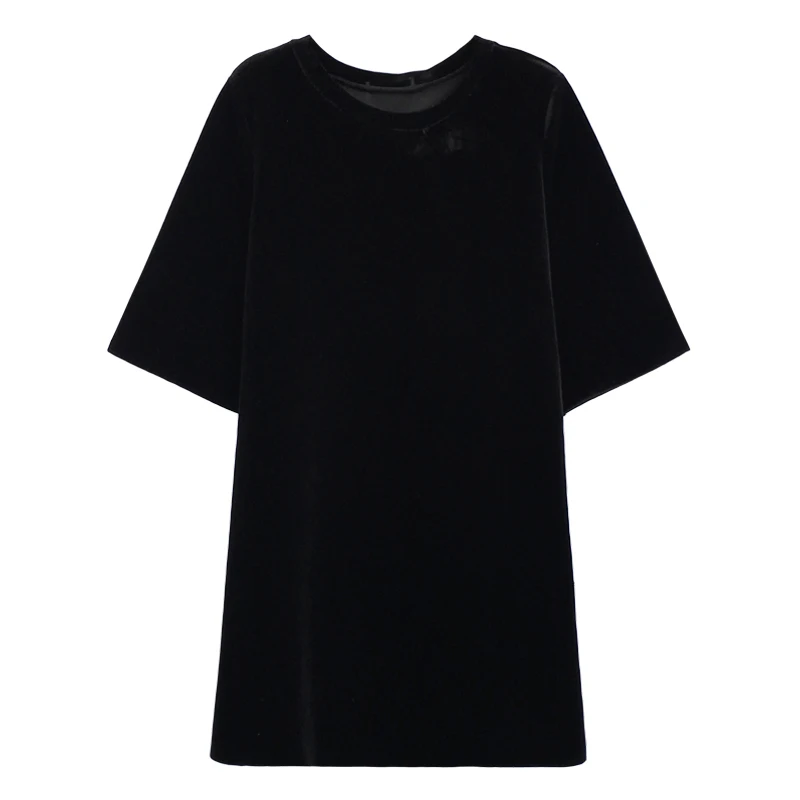 

Dress Woman Short Sleeve Plus Size 2XL Solid Loose Streetwear Soft Korean O-neck Casual Black Fashion Chic Mini Summer Fashion