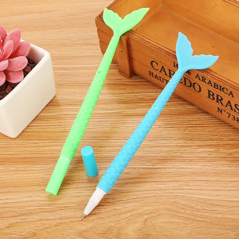 20 PCs Cartoon Mermaid Gel Pen Creative Flexible Glue Cute Student Ball Pen Learning Office Stationery Fishtail Signature Pen