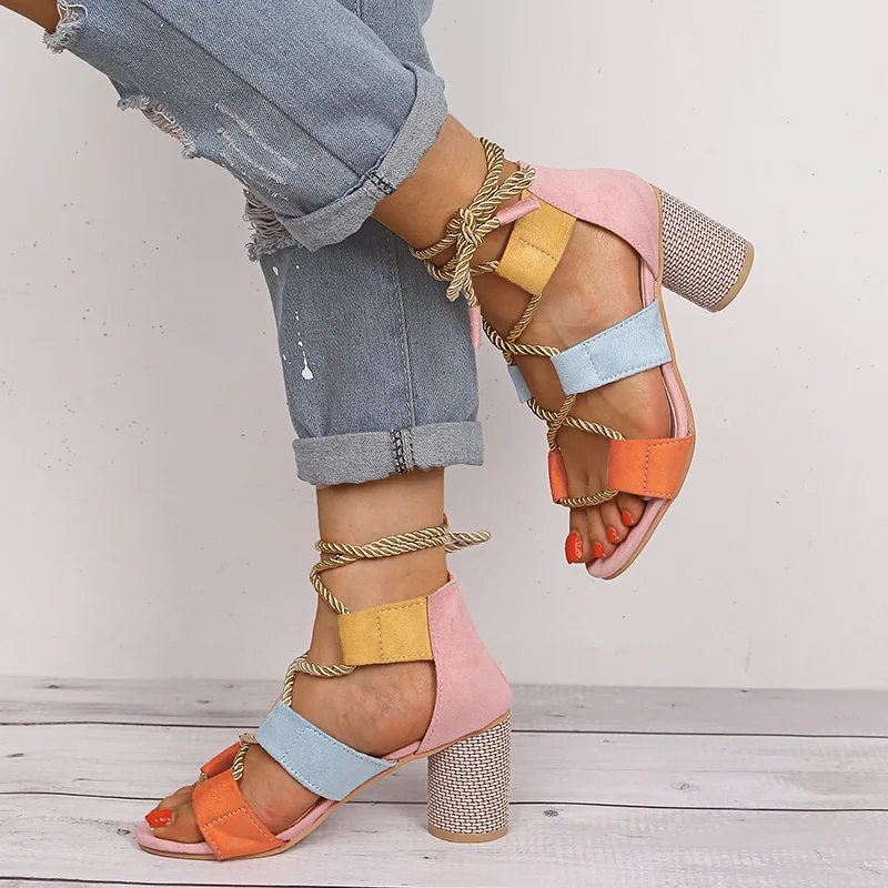 Сандалии женские на каблуке эспадрильи заостренный носок пеньковая подошва