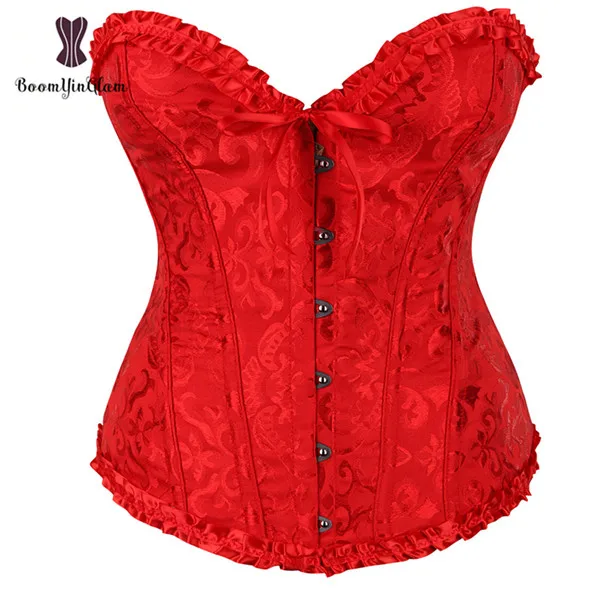 Red Винтажное Корректирующее белье для тренировок, корсет, плиссированный триммер, корсеты на шнуровке, корсеты и бюстье с стринги 810 - Цвет: Red