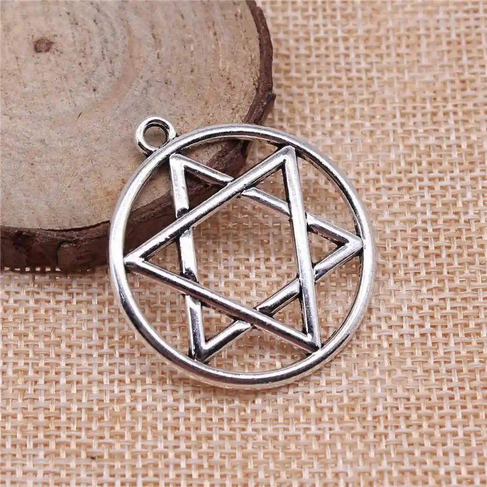 

Handmade Pendants For Jewelry Accessories 6pcs Star Of David Charms 39x35mm Antique Silver Plated